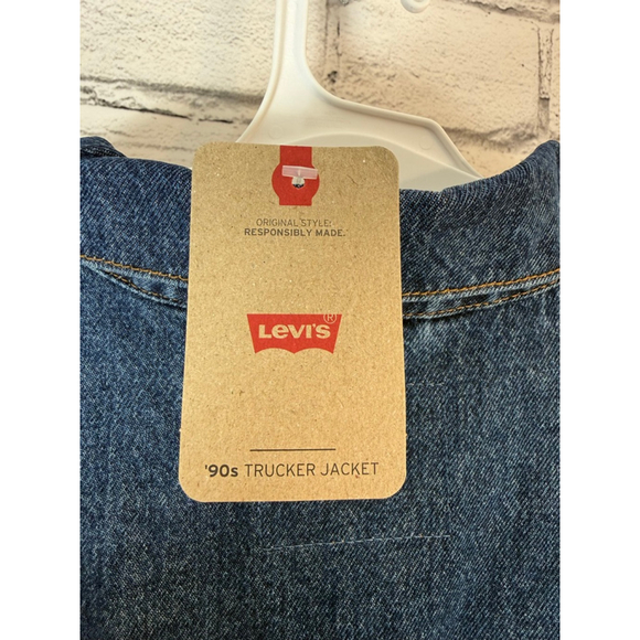 Women's Levi's '90s Trucker Jean Jacket size XL Denim Jacket NWT Dark Wash - Picture 10 of 12